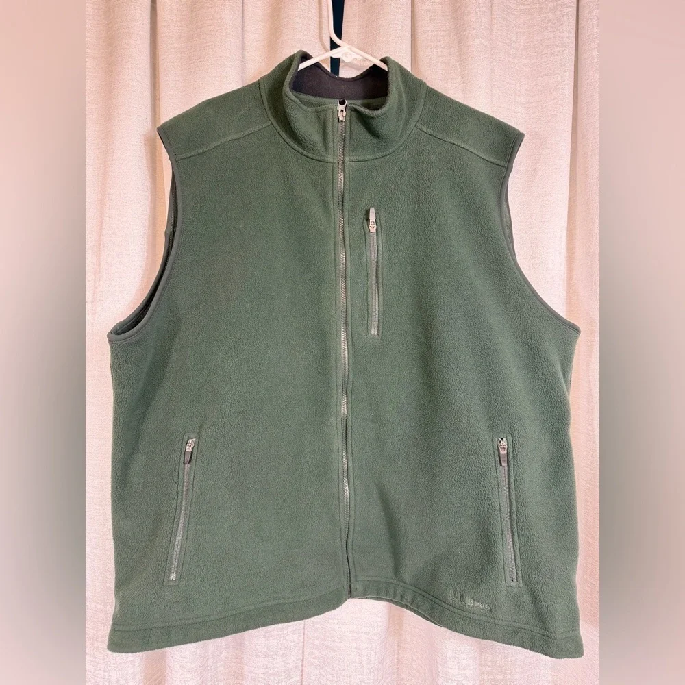 L.L. Bean Men’s Polartec Fleece Vest XXL Regular Green Full Zip Outdoor